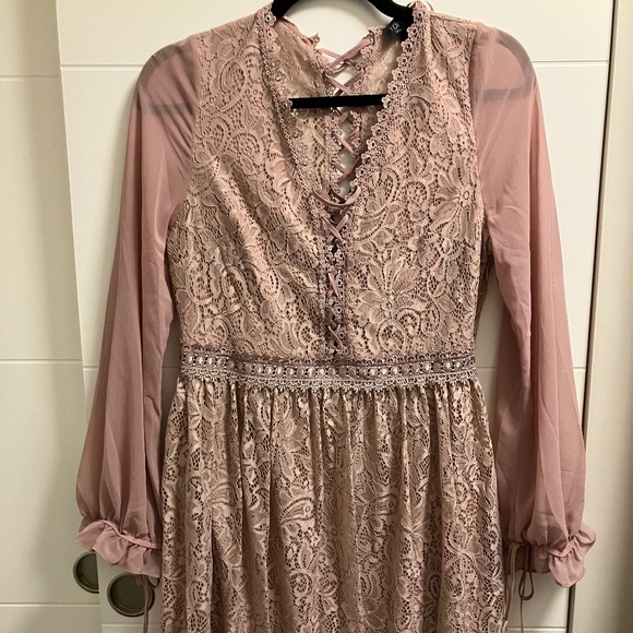 Topshop Pretty Light Pink/Cream dress (L) - Picture 1 of 5